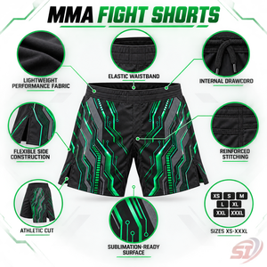 Custom Emerald Circuit MMA Fight <b>Shorts</b> <b>Grappling</b> <b>Shorts</b> Manufacturer OEM ODM Sublimated Training Sportswear - Product Image 5