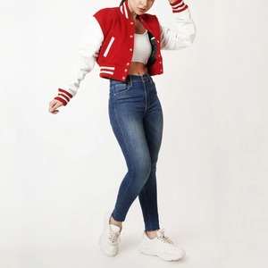 Women Varsity Jacket Custom Wool Leather Sleeve Baseball Bomber Streetwear Fashion OEM Manufacturer Factory Supplier - Product Image 1