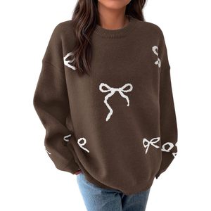 Suéter PRETTYGARDEN 2025 de Moda, Holgado, con Cuello Redondo, para Mujer, con Lazo Bonito, Tejido Grueso, Manga Larga, Otoño Invierno, XS, Delgado - Product Image 2