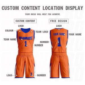 Camiseta de Baloncesto Personalizada para Hombre, Ropa Deportiva, Conjunto de Camiseta de Baloncesto Reversible Naranja y Azul, Nombre y Número Impresos Personalizados - Product Image 2