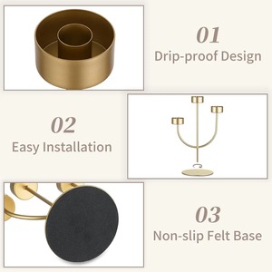 Golden Brass Candle Stand with Three <b>Glass</b> Tubes for Home Decoration At Affordable Price - Product Image 4