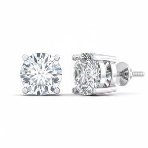 ต่างหูทอง 14K ประดับเพชรแท้ทรงกลมเจียระไนแบบบริลเลียนท์ ดีไซน์ทันสมัยสำหรับทั้งชายและหญิง |   1.00 กะรัต |   การตั้งค่าแบบสี่ขา |   ของขวัญและเครื่องประดับสำหรับงานปาร์ตี้ - Product Image 1