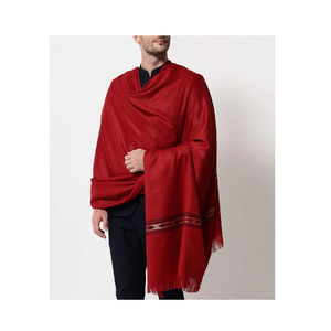 Best Selling Wholesale High Quality Men's Solid Casual Shawl Latest Lightweight Winter Warm <b>Red</b> Color Knitted Men Shawl - Product Image 1