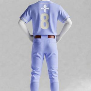 Ensemble d'uniformes de baseball personnalisés sublimés pour hommes, col en V, manches courtes, logo blanc, 100 % polyester haute qualité, coupe classique - Product Image 3