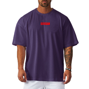T-shirt en coton respirant à manches courtes et col rond, coupe oversize, pour entraînement et gym, personnalisable avec impression, faible MOQ - Product Image 1