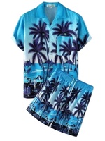 Conjunto de Ropa Casual de Playa para Hombre, Diseño de Palmera 3D, Ligero, Camisa de Manga Corta y Pantalones Cortos a Juego, Verano, OEM
