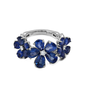 Flower Shape Sapphire <b>Cocktail</b> <b>Ring</b> Women's Luxury Fine Jewelry Party <b>Rings</b> - Product Image 2
