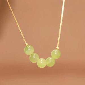 Collar de Plata S925 con Cuentas de Estilo Acuático Sonriente, Inspirado en el Verano, Estilo INS, Natural, de Hotan Yuqing, Versátil y a la Moda, para un Público Limitado - Product Image 1