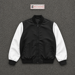 Chaqueta universitaria personalizada de satén negro con mangas blancas, chaqueta bomber de béisbol premium para hombre y mujer, chaqueta Letterman al por mayor - Product Image 5