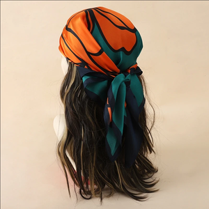 Pañuelo Cuadrado de Seda con Estampado Floral para Mujer, Chal de Satén, Hiyab, Banda para el Cabello, Lujoso Pañuelo para Muñeca 70*70cm - Product Image 4