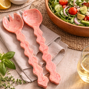 Premium Resin <b>Salad</b> Server Set <b>Salad</b> <b>Tools</b> Handmade Colorful Marbling Patterns Eco-Friendly Dishwasher Safe - Product Image 1