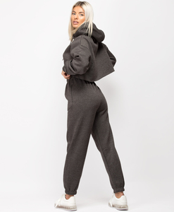 <b>Top</b> Quality Custom <b>Cropped</b> Tracksuit Women's Clothing Pullover Hoodie and Sweatpants Women Sweat Suit <b>Set</b> With Custom logo - Product Image 3