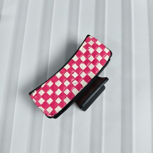Nuevas pinzas para el cabello hechas a mano con diseño a cuadros rosa y blanco, de cuero genuino estilo western, personalizadas, accesorios para el cabello para mujeres. - Product Image 2