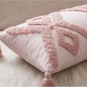 Bohemian Embroidered Geometric Cushion Cover Pink Rectangle Cotton Home Decor Pillow Case at Wholesale Price - Product Image 6
