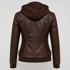 Fashion Breathable Waterproof <b>Leather</b> <b>Jacket</b> Women Front Design Stand Collar <b>Long</b> Sleeve Biker Inspired Outerwear Casual Wear - Product Image 5