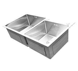 Elégant évier de cuisine à double cuvette en acier inoxydable 304 fait à la main Satin Top-Mount Meilleur prix de l'usine du Vietnam pour les hôtels - Product Image 6