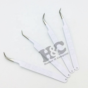 HOOPER COMPANY Pince à épiler professionnelle pour extensions de cils, pointe en fibre, courbée, en acier inoxydable durable, pour cils de vison - Product Image 1