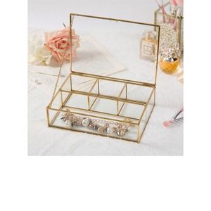 Premium Clear Glass Jewelry Storage <b>Box</b> with Drawers, Gold Metal Jewelry Organizer Display Case, Multi-Compartment <b>Ring</b> <b>Box</b> - Product Image 3