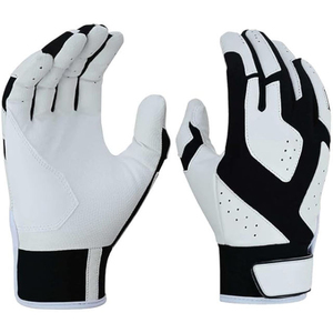 Guantes de Cricket Blancos y Negros de Cuero PVC Transpirable con Cierre a Presión para Mano Derecha, 13-16 mm de Grosor, 2.6 lb, Costuras Sin Costuras - Product Image 1