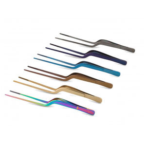 Pinzas de Cocina Profesionales de Acero Inoxidable para Emplatar, con Punta Curva y Puntiaguda, Herramienta para Servir y Presentar - Product Image 1