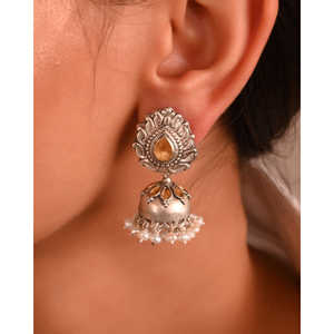 Pendientes Largos de Plata Meera Jaipur Shubha - Product Image 1