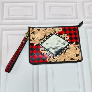 Bolso de Hombro de Cuero Genuino con Patrón de Letras, Correa Única, Cierre de Cremallera, Antirrobo, Impermeable, Estilo Vintage, Rojo, Negro, Bronceado - Product Image 3