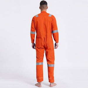 <b>Men's</b> Orange Hi Visibility Work <b>Overalls</b> With Reflective Strips Cotton Coveralls Jumpsuit Dustproof Dungarees - Product Image 4
