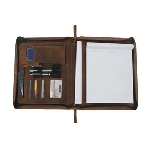 Útiles escolares Logotipo personalizado A4 Organizador Fabricación Cartera de cuero Carpeta de archivos Personalizar LP-0064 - Product Image 1