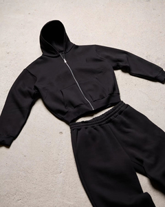 Ensemble de survêtement élégant et ample pour femme avec fermeture éclair, comprenant un sweat à capuche et un pantalon, vêtements de sport et de mode - Product Image 3
