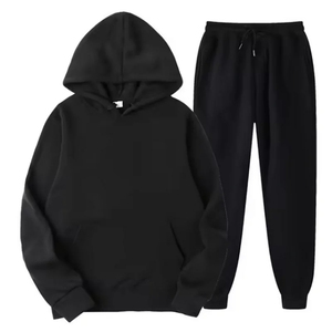 <b>Men's</b> Hooded Sweatshirt Drawstring <b>Pants</b> 2-Piece Sets for Running Autumn Sportswear Solid Pattern <b>Men</b> Women's Track Suits - Product Image 1