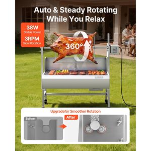 Griglia Girarrosto da Esterno 38W con Capacità di Carico 60 kg e Altezza Regolabile a 7 Livelli, Girarrosto per Maiale e Agnello, Girarrosto a Carbone a 7 Livelli - Product Image 2