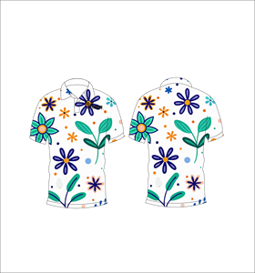 เสื้อโปโลผู้ชายลายดอกไม้สีสันสดใส พิมพ์ลายทั้งตัว แขนสั้น สไตล์ลำลอง สำหรับเล่นกอล์ฟ - Product Image 2