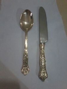 Ensemble de couverts vintage en métal, cuillère et couteau, finition miroir haute brillance, résistant à la rouille, ustensiles de table pour mariage - Product Image 2