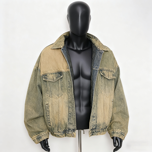 Nouvelle veste en jean bleu délavé de haute qualité pour homme, coupe décontractée, avec logo personnalisé, style déchiré - Product Image 4