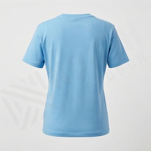 T-shirt personnalisé en coton 100% pour femme, coupe oversize à épaules tombantes, col montant étendu, t-shirt de haute qualité - Product Image 2