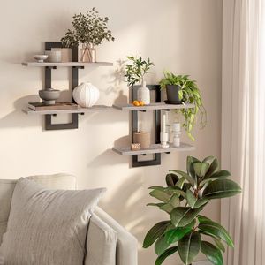 Set di Mensole Galleggianti a 2 Livelli da 15 Pollici per Bagno e Soggiorno, Montaggio a Parete - Product Image 1