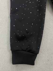 Sudadera con capucha extragrande de algodón grueso con cremallera completa y gráfico de telaraña de diamantes de imitación negros premium para hombre - Product Image 5