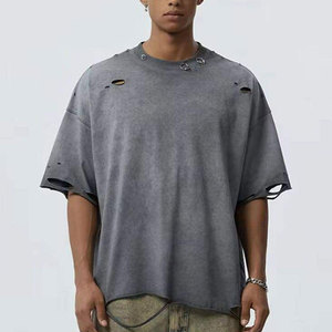 T-shirt vintage délavé personnalisé pour homme, coupe décontractée, en coton épais, fournisseur en gros, OEM ODM - Product Image 1