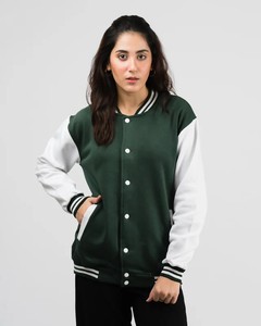 Veste universitaire marron et crème pour femme, manches longues, boutonnée, design contrasté, pour l'automne - Product Image 4
