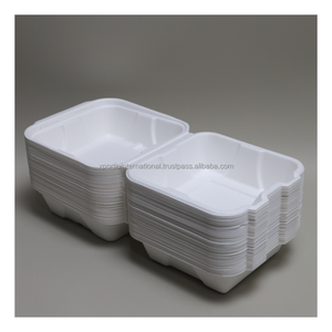 Caja de comida para llevar de bagazo de caña de azúcar 100% compostable, resistente, ecológica, con bisagras, para embalaje a granel personalizado - Product Image 1