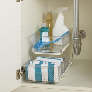 2-Tier Under Cabinet Organizer with Pull- for Cleaning Supplies & Undersink <b>Storage</b> Including Sponges & Bottles - Product Image 5