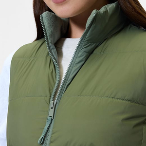 Gilet matelassé léger pour femme, sans manches, veste d'hiver chaude, rembourrage respirant, nylon, col montant, fermeture éclair sur le devant, décontracté - Product Image 4