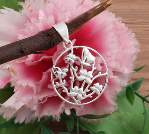 Bijoux fins vintage, argent sterling 925, breloques fleuries, bijoux floraux faits à la main, collier en gros, plaqué platine, unisexe - Product Image 3