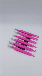 Stainless Steel Durable Eyelash Volume Extension Tweezers Professional Straight Curved Serrated Tip Custom Logo Private - Product Image 3