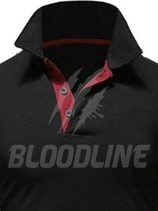 Polo à manches courtes noir pour homme avec imprimé griffe grise et bordure rouge, décontracté, en polyester tricoté respirant, coupe classique - Product Image 3