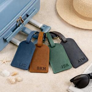 Custom Real Leather Luggage <b>Tags</b> Privacy Flap Travel Bag <b>Tags</b> Genuine Leather <b>Suitcase</b> Name Labels Brand LMP-0241 - Product Image 1