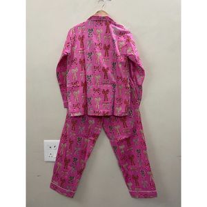 Ensemble de pyjama pour femmes en coton 100% à imprimé floral, vêtements de nuit doux et respirants en tricot, taille élastique, deux pièces, vêtements de détente - Product Image 3