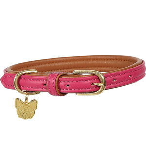 Collar de perro de cuero genuino acolchado cómodo y costuras de Borde resistente de diseño clásico de Fabricante Mayorista - Product Image 3
