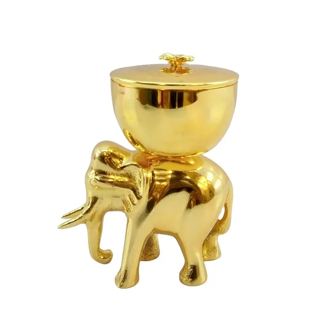 Tigela de elefante banhada a ouro puro, tigela de frutas secas decorativa