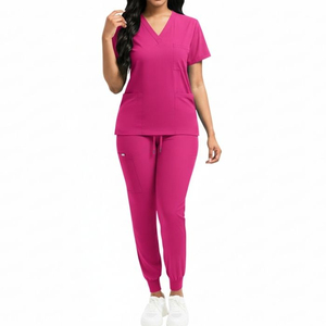 Custom Hospital Medical <b>Scrubs</b> <b>Set</b> for Nurses with Short Sleeve and Stand Collar High Quality Medical <b>Scrub</b> Suits OEM - Product Image 2